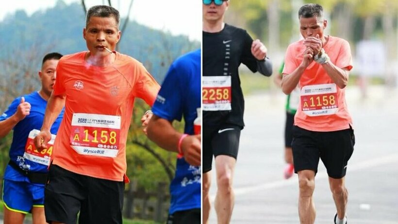 Кинез истрча маратон за три и пол часа пушејќи цигари цело време