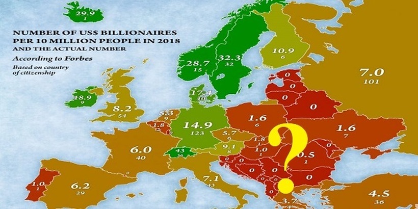 Објавена мапа на богаташите во Европа, еве колку ги има во Македонија