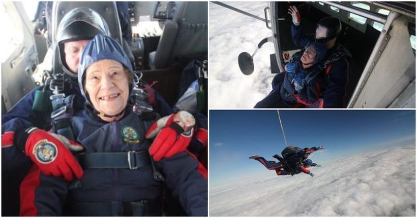 Баба на 90 години скокна со падобран: Ако сум жива ќе скокам пак на 95. роденден