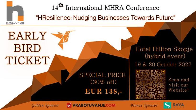 EARLY BIRD Влезница за 14. Меѓународна MHRA Конференција & HR Expo 2022