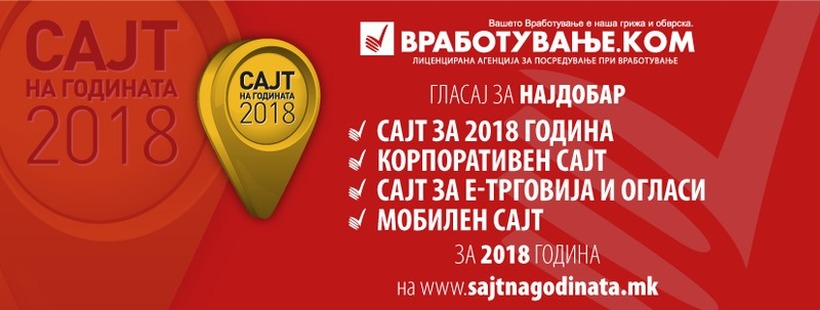 Изборот за Најдобар сајт за 2018 е во тек, а Вработување е во трка во повеќе категории