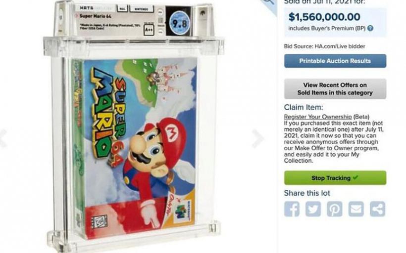 Игрица „Super Mario“ продадена за 1,56 милиони долари